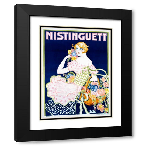 Mistinguett Black Modern Wood Framed Art Print with Double Matting by Zig
