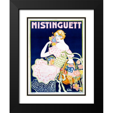 Mistinguett Black Modern Wood Framed Art Print with Double Matting by Zig