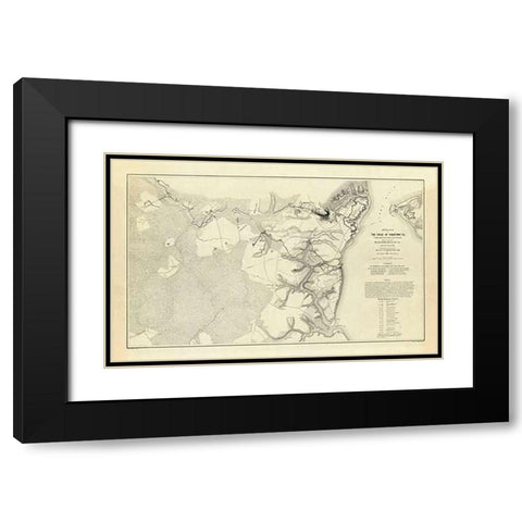 Civil War - Official Plan of The Siege of Yorktown Virginia, 1862 Black Modern Wood Framed Art Print with Double Matting by Abbot, Henry L.