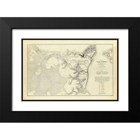Civil War - Official Plan of The Siege of Yorktown Virginia, 1862 Black Modern Wood Framed Art Print with Double Matting by Abbot, Henry L.