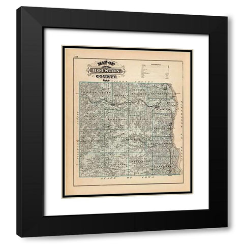 Map of Houston County, Minnesota, 1874 Black Modern Wood Framed Art Print with Double Matting by Andreas, A.T.