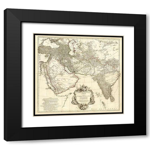 Asia I, 1751 Black Modern Wood Framed Art Print with Double Matting by Anville, Jean Baptiste Bourguignon