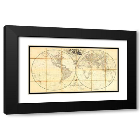 Map of the World, Researches of Capt. James Cook, 1808 Black Modern Wood Framed Art Print with Double Matting by Arrowsmith, Aaron