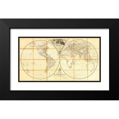 Map of the World, Researches of Capt. James Cook, 1808 Black Modern Wood Framed Art Print with Double Matting by Arrowsmith, Aaron