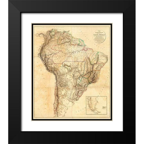 South America, 1814 Black Modern Wood Framed Art Print with Double Matting by Arrowsmith, Aaron