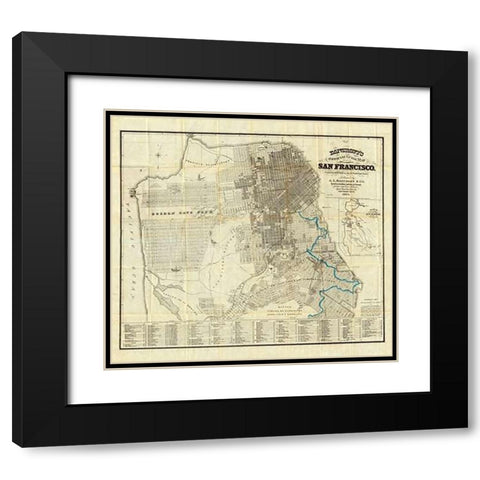 Official Guide Map of City and County of San Francisco, 1873 Black Modern Wood Framed Art Print with Double Matting by Bancroft, A.L.