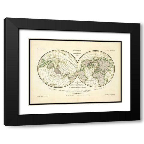 Darstellung Der Isodynamischen Linien, 1839 Black Modern Wood Framed Art Print with Double Matting by Berghaus, Heinrich
