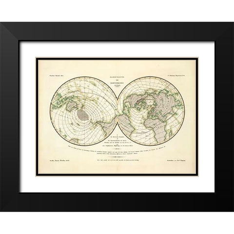 Darstellung Der Isodynamischen Linien, 1839 Black Modern Wood Framed Art Print with Double Matting by Berghaus, Heinrich