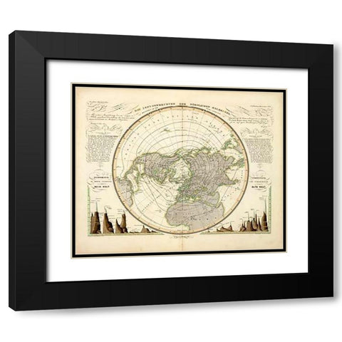 Die Isothermkurven Der Nordlichen Halbkugel, 1838 Black Modern Wood Framed Art Print with Double Matting by Berghaus, Heinrich