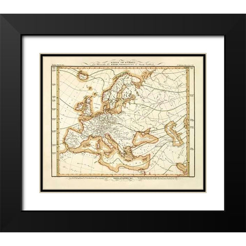 Karte Von Europa, 1837 Black Modern Wood Framed Art Print with Double Matting by Berghaus, Heinrich