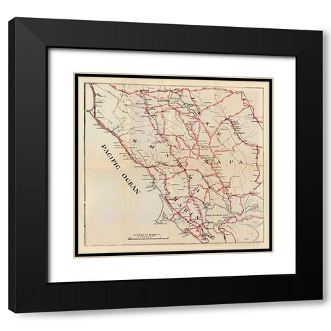 California - Sonoma, Marin, Lake, and Napa Counties, 1896 Black Modern Wood Framed Art Print with Double Matting by Blum, George W.