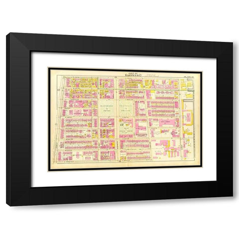 Boston - Wards 9, 12, 1895 Black Modern Wood Framed Art Print with Double Matting by Bromley, George Washington