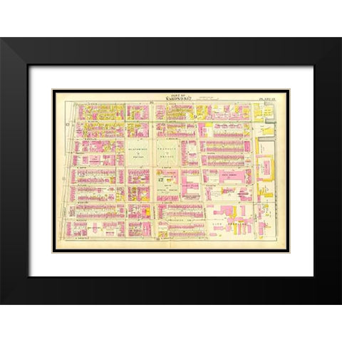 Boston - Wards 9, 12, 1895 Black Modern Wood Framed Art Print with Double Matting by Bromley, George Washington