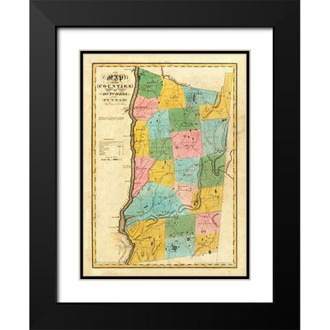 New York - Dutchess, Putnam counties, 1829 Black Modern Wood Framed Art Print with Double Matting by Burr, David