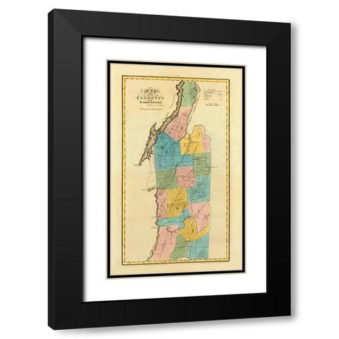 New York - Washington County, 1829 Black Modern Wood Framed Art Print with Double Matting by Burr, David