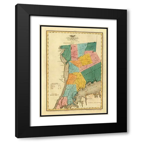 New York - Westchester County, 1829 Black Modern Wood Framed Art Print with Double Matting by Burr, David