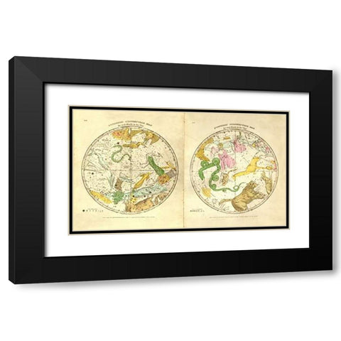 Circumpolar Map for each Month of the Year, 1835 Black Modern Wood Framed Art Print with Double Matting by Burritt, Elijah