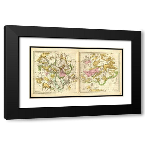 The Constellations in April - September, 1835 Black Modern Wood Framed Art Print with Double Matting by Burritt, Elijah