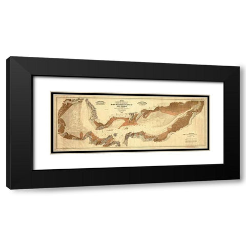 Map exhibiting the salt marsh and lands adjacent to the bays of San Francisco and San Pablo, 1874 Black Modern Wood Framed Art Print with Double Matting by California Board of State Harbor Commissioners