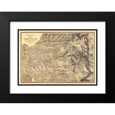 Sierra Nevada adjacent to the Yosemite Valley, 1869 Black Modern Wood Framed Art Print with Double Matting by California Geological Survey
