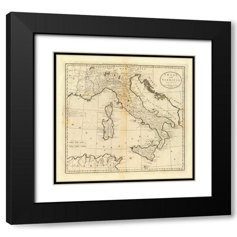 Italy and Sardinia, 1796 Black Modern Wood Framed Art Print with Double Matting by Carey, Mathew
