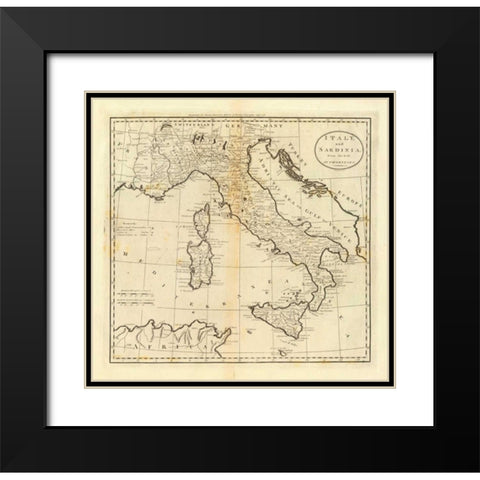 Italy and Sardinia, 1796 Black Modern Wood Framed Art Print with Double Matting by Carey, Mathew