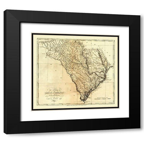 State of South Carolina, 1795 Black Modern Wood Framed Art Print with Double Matting by Carey, Mathew