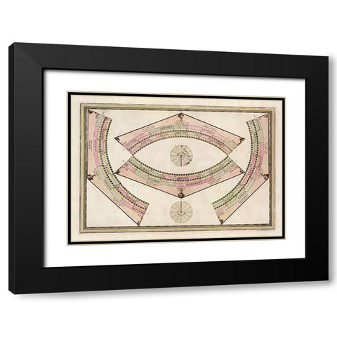 Globo Terrestre (Ring Sheet), 1792 Black Modern Wood Framed Art Print with Double Matting by Cassini, Giovanni Maria
