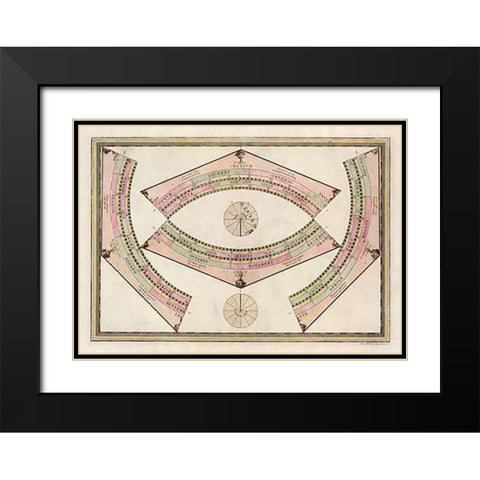 Globo Terrestre (Ring Sheet), 1792 Black Modern Wood Framed Art Print with Double Matting by Cassini, Giovanni Maria