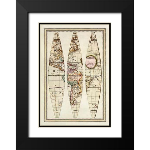 Globo Terrestre I, 1792 Black Modern Wood Framed Art Print with Double Matting by Cassini, Giovanni Maria