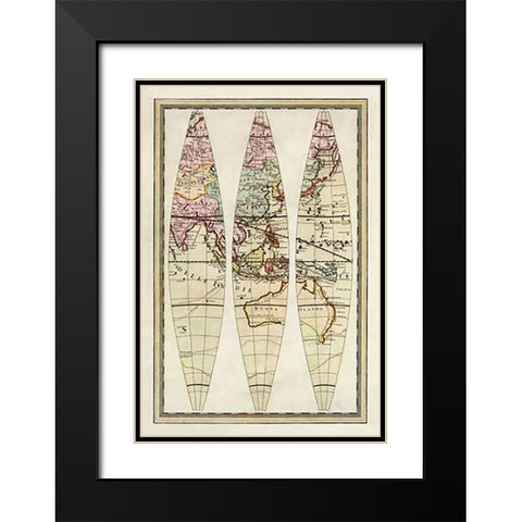 Globo Terrestre III, 1792 Black Modern Wood Framed Art Print with Double Matting by Cassini, Giovanni Maria