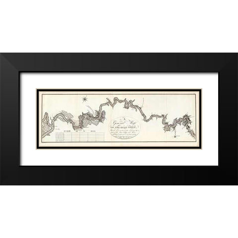 A General Map of The River Ohio, 1796 Black Modern Wood Framed Art Print with Double Matting by Collot, George Henri Victor