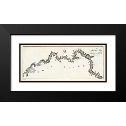 A General Map of the River Ohio, Plate 3, 1796 Black Modern Wood Framed Art Print with Double Matting by Collot, George Henri Victor