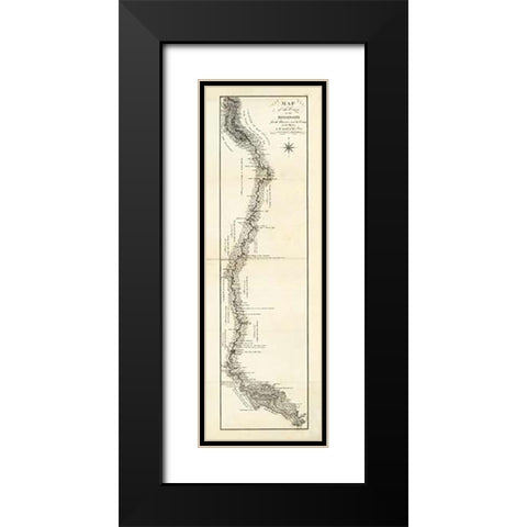 Map of the Course of The Mississippi from the Missouri, 1796 Black Modern Wood Framed Art Print with Double Matting by Collot, George Henri Victor