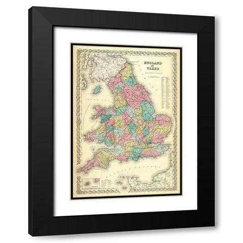 England and Wales, 1856 Black Modern Wood Framed Art Print with Double Matting by Colton, G.W
