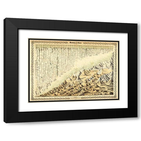 Mountains and Rivers, 1856 Black Modern Wood Framed Art Print with Double Matting by Colton, G.W