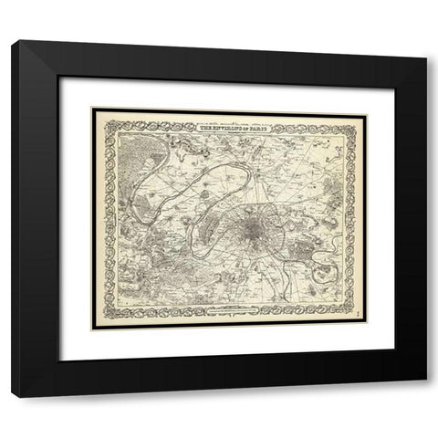 The Environs of Paris, 1856 Black Modern Wood Framed Art Print with Double Matting by Colton, G.W
