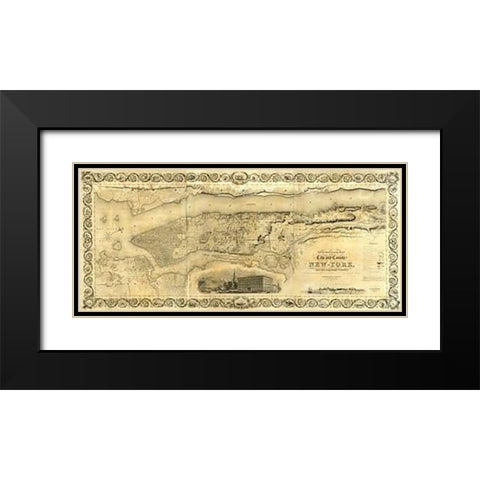City and County of New York, 1836 Black Modern Wood Framed Art Print with Double Matting by Colton, J. H