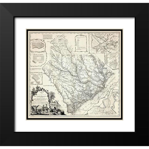 A Map of the Province of South Carolina, 1773 Black Modern Wood Framed Art Print with Double Matting by Cook, James