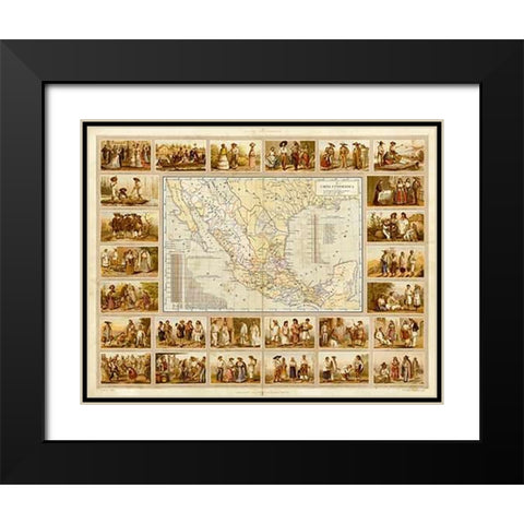 Carta Etnografica, 1885 Black Modern Wood Framed Art Print with Double Matting by Cubas, Antonio Garcia