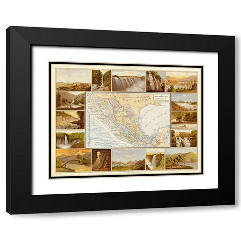 Carta Hydrografica, 1885 Black Modern Wood Framed Art Print with Double Matting by Cubas, Antonio Garcia
