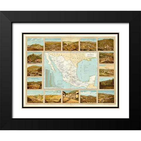 Carta Minera, 1885 Black Modern Wood Framed Art Print with Double Matting by Cubas, Antonio Garcia