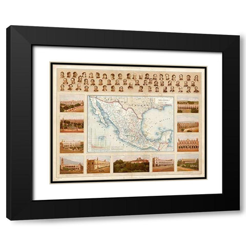 Carta Politica, 1885 Black Modern Wood Framed Art Print with Double Matting by Cubas, Antonio Garcia