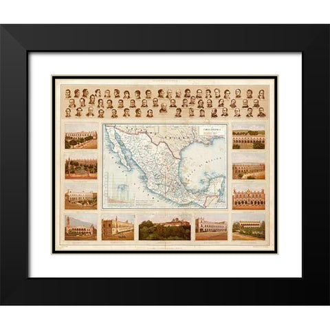 Carta Politica, 1885 Black Modern Wood Framed Art Print with Double Matting by Cubas, Antonio Garcia