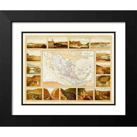 Vias de Comunicacion y Movimiento Maritimo, 1885 Black Modern Wood Framed Art Print with Double Matting by Cubas, Antonio Garcia