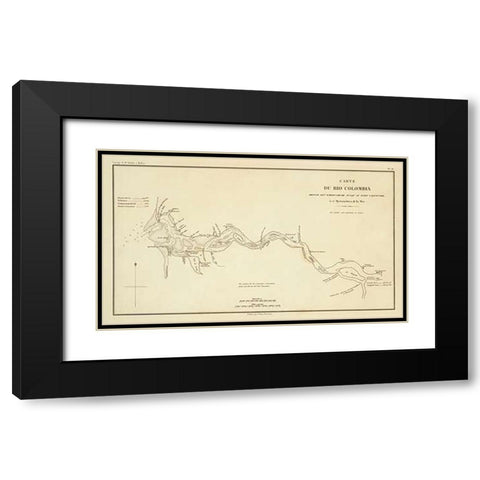 Columbia River, Oregon, Washington, 1844 Black Modern Wood Framed Art Print with Double Matting by De Mofras, Eugene Duflot