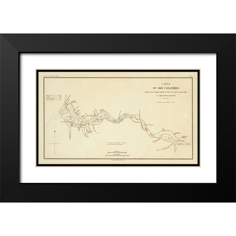 Columbia River, Oregon, Washington, 1844 Black Modern Wood Framed Art Print with Double Matting by De Mofras, Eugene Duflot