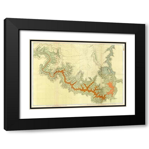 Grand Canyon - ComVintageite: Geologic map, S. pt. Kaibab Plateau. I-IV, 1882 Black Modern Wood Framed Art Print with Double Matting by Dutton, Clarence