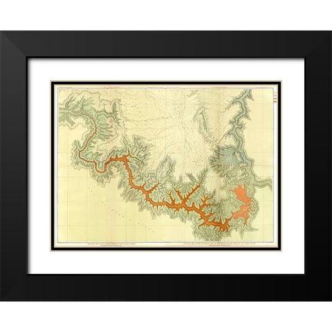 Grand Canyon - ComVintageite: Geologic map, S. pt. Kaibab Plateau. I-IV, 1882 Black Modern Wood Framed Art Print with Double Matting by Dutton, Clarence