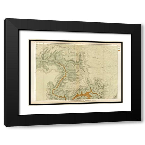 Grand Canyon - Geologic Map of The Southern Part of The Kaibab Plateau (Part I. North-Western Sheet) Black Modern Wood Framed Art Print with Double Matting by Dutton, Clarence